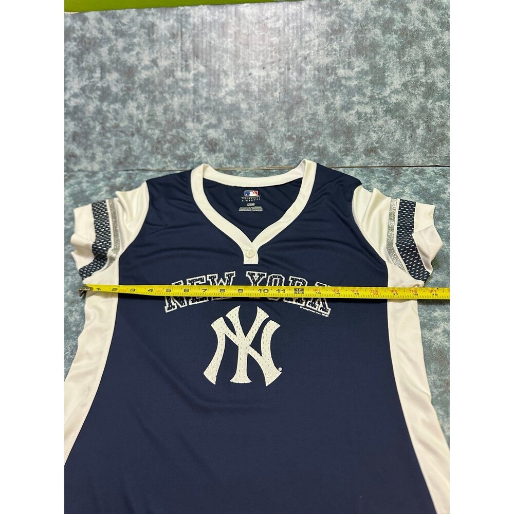 NY Yankees Genuine Merchandise Navy and White MLB Logo Tee L - Picture 6 of 10
